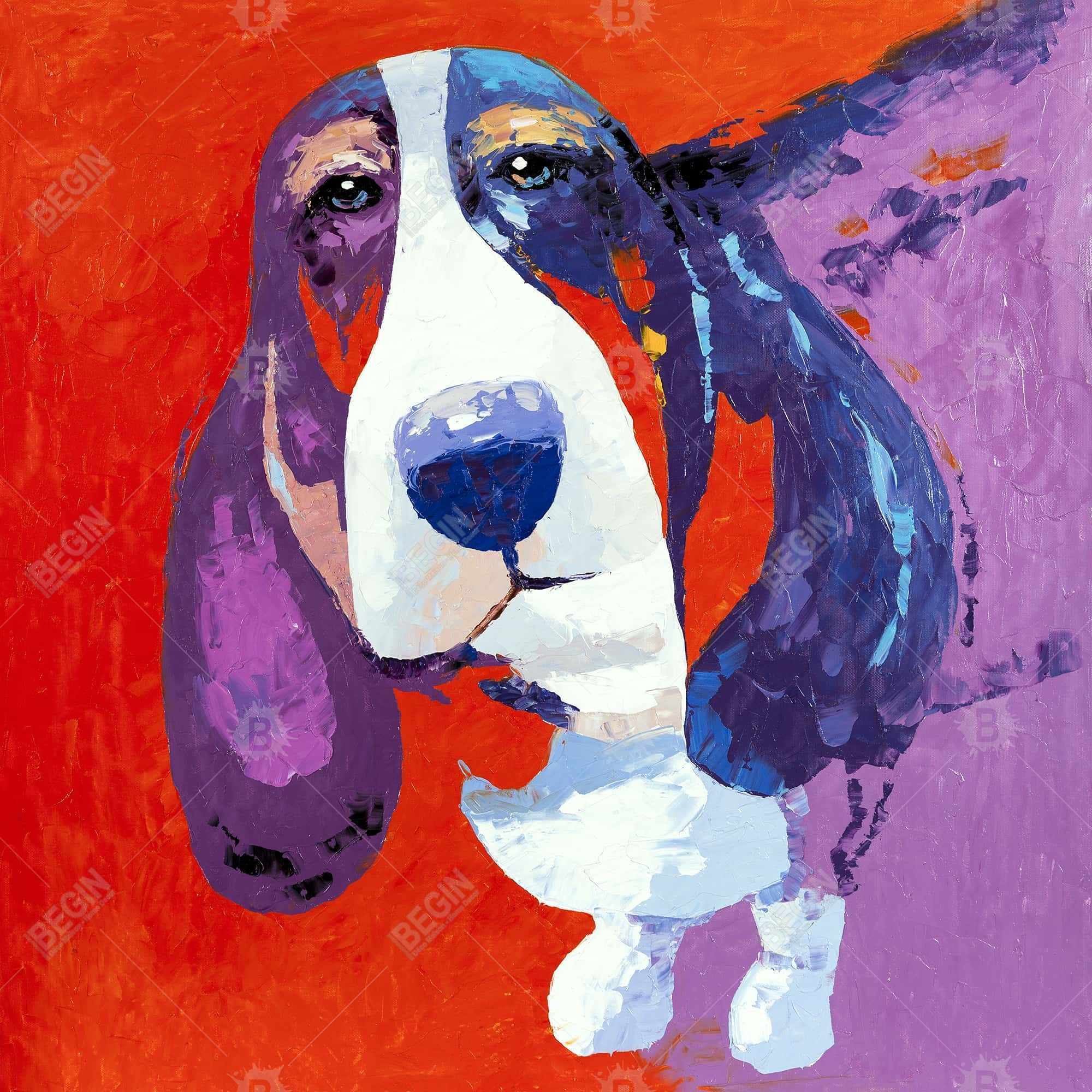 Chien basset abstrait et coloré