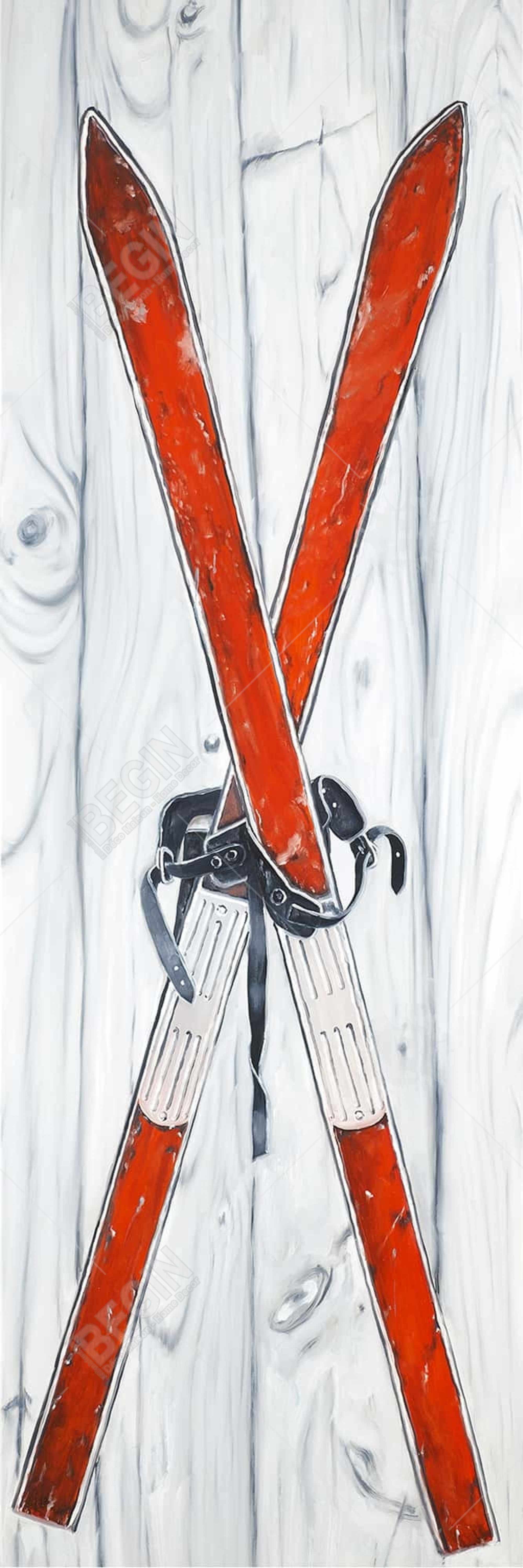 Skis rouges vintage