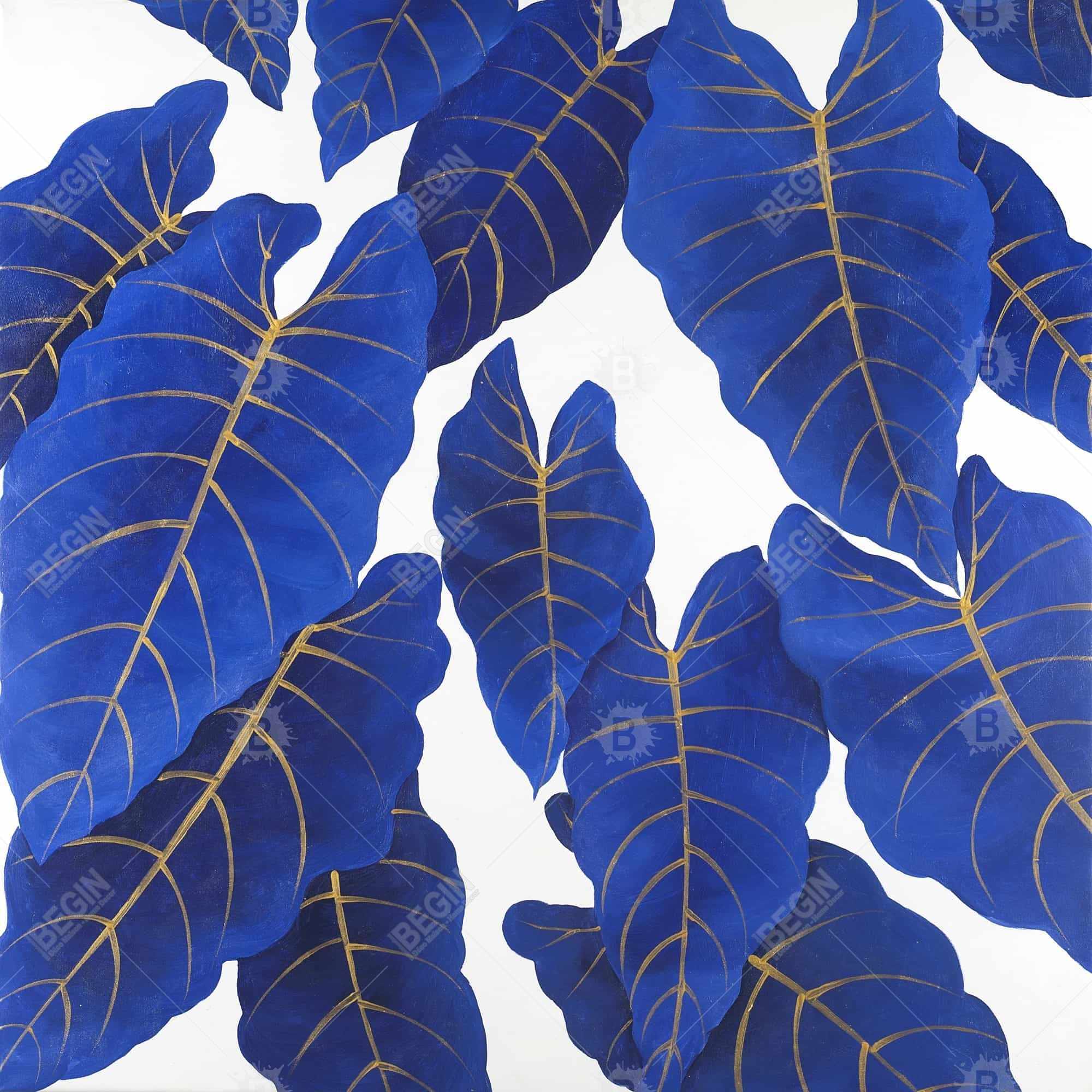 Feuilles bleues abstraites tropicales