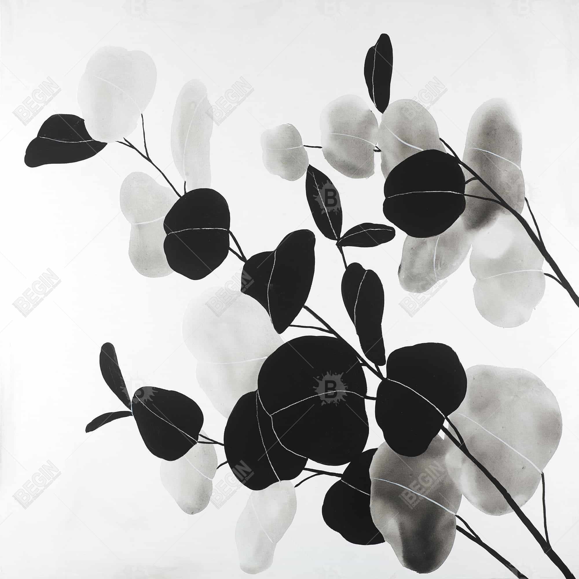 Grayscale branches with leaves