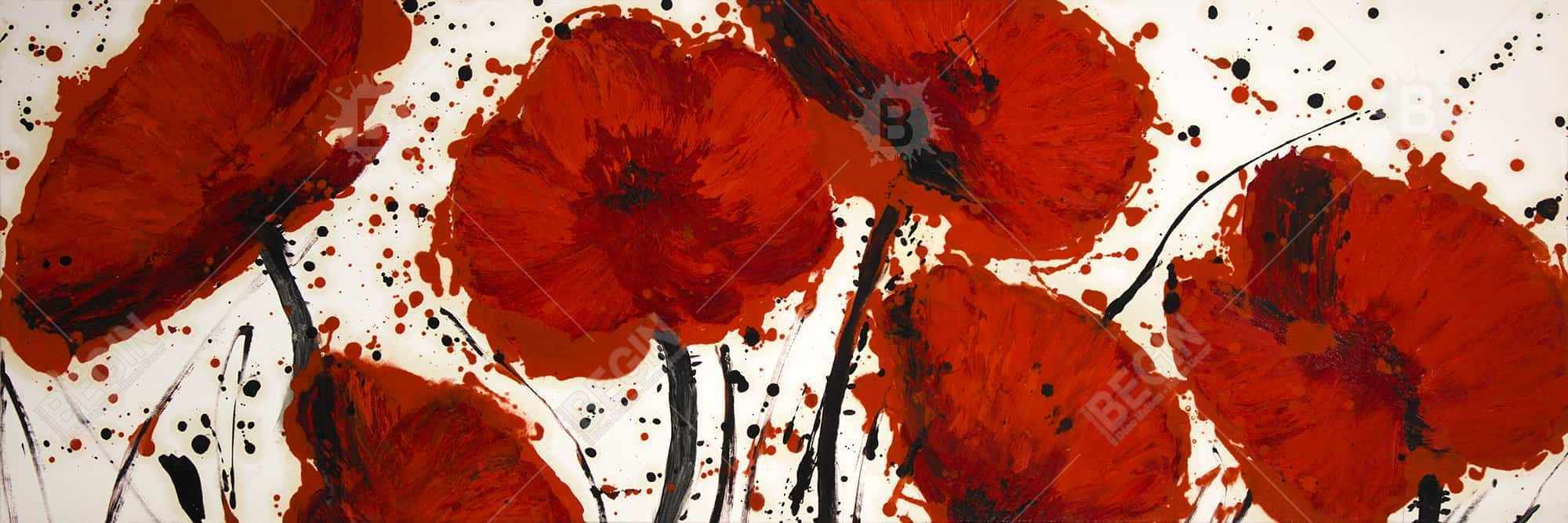 Abstract paint splash red flowers