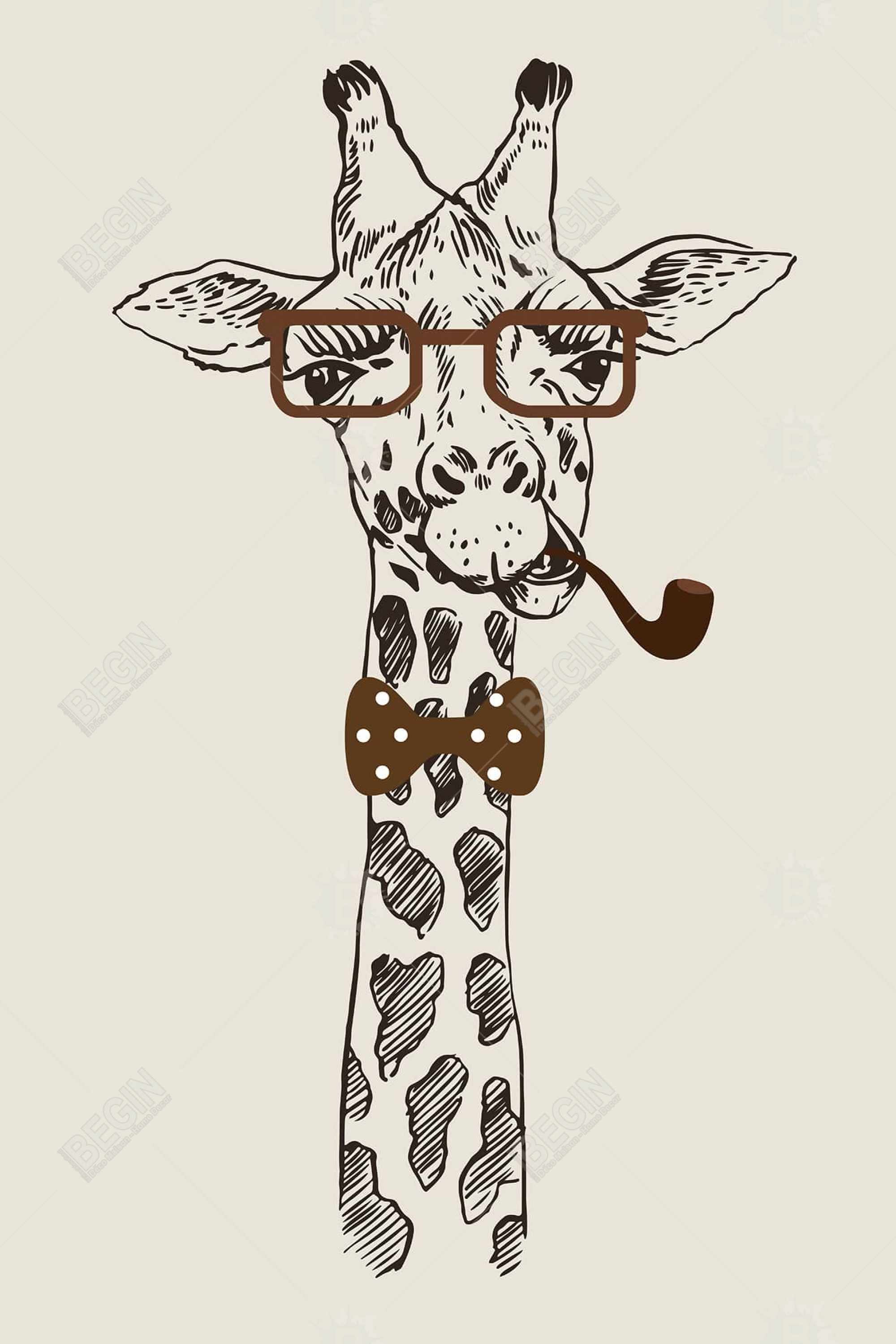 Drôle de girafe avec pipe