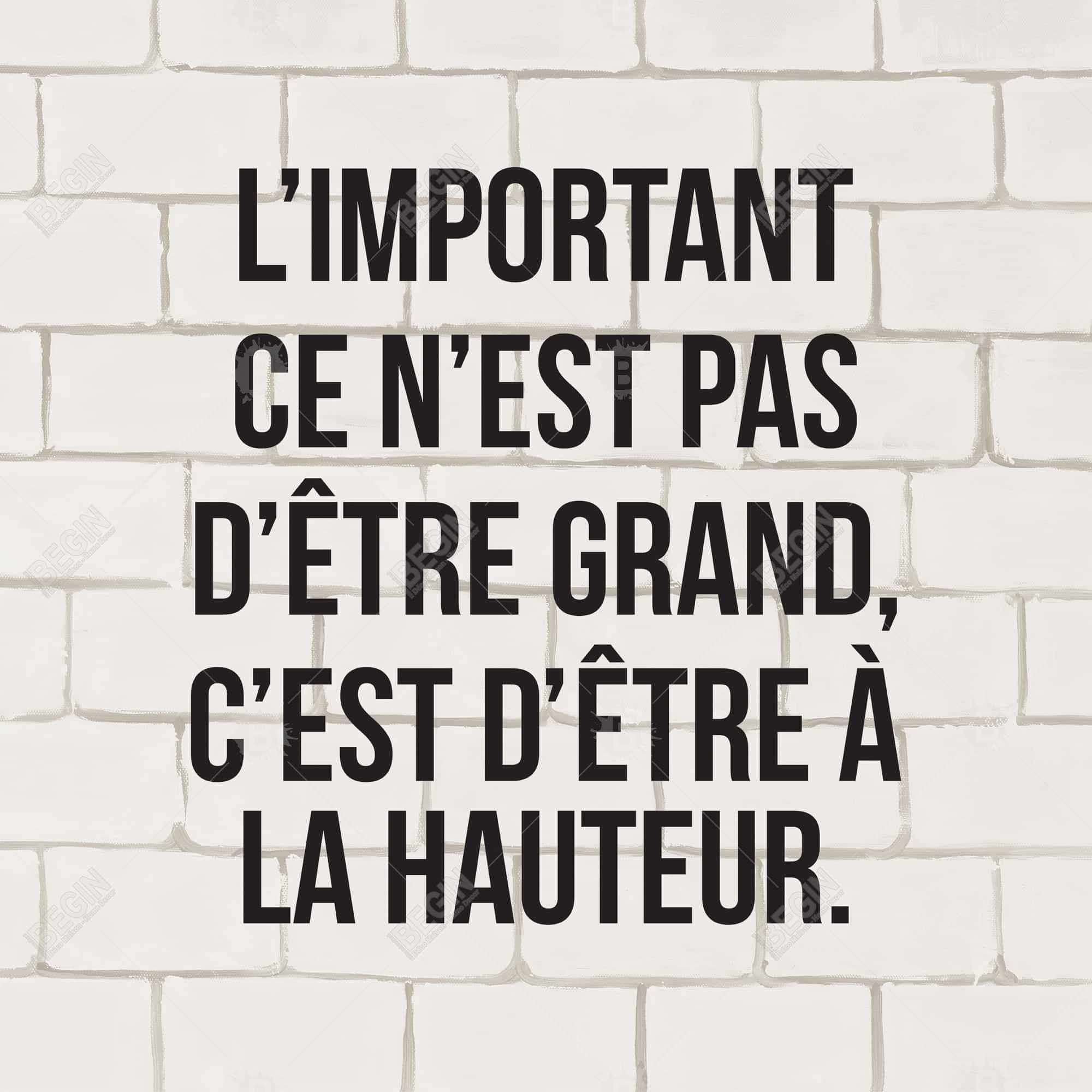 L'important ce n'est pas d'être grand...