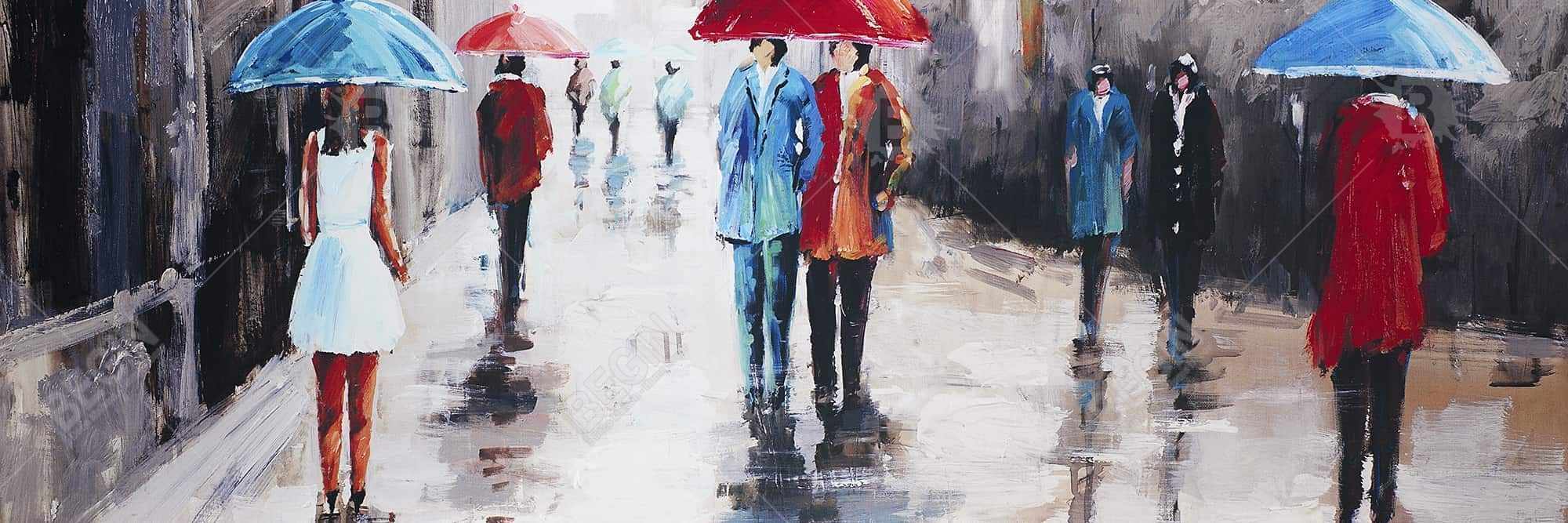 People with umbrellas in the street