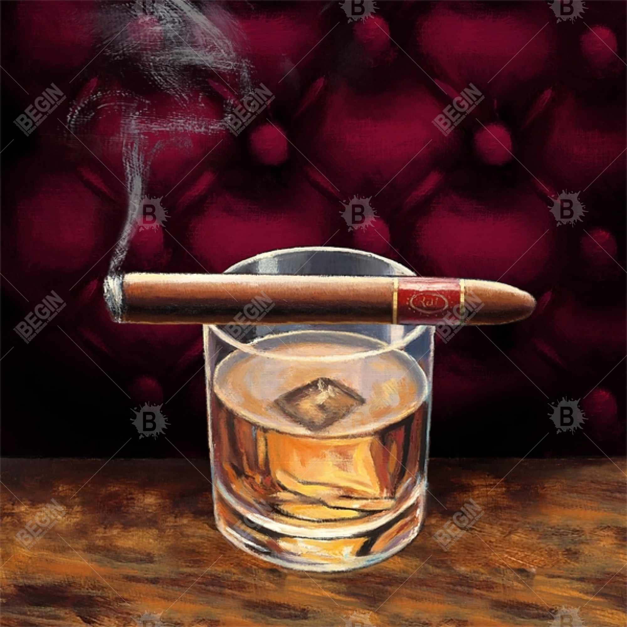 Scotch on ice with a cigar