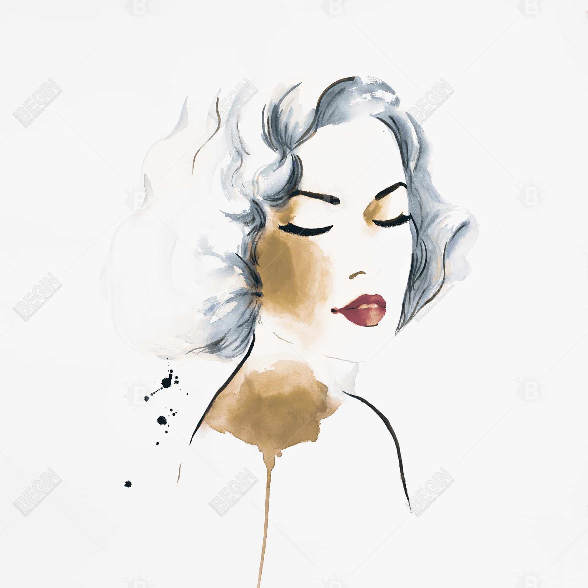 Classic woman watercolor