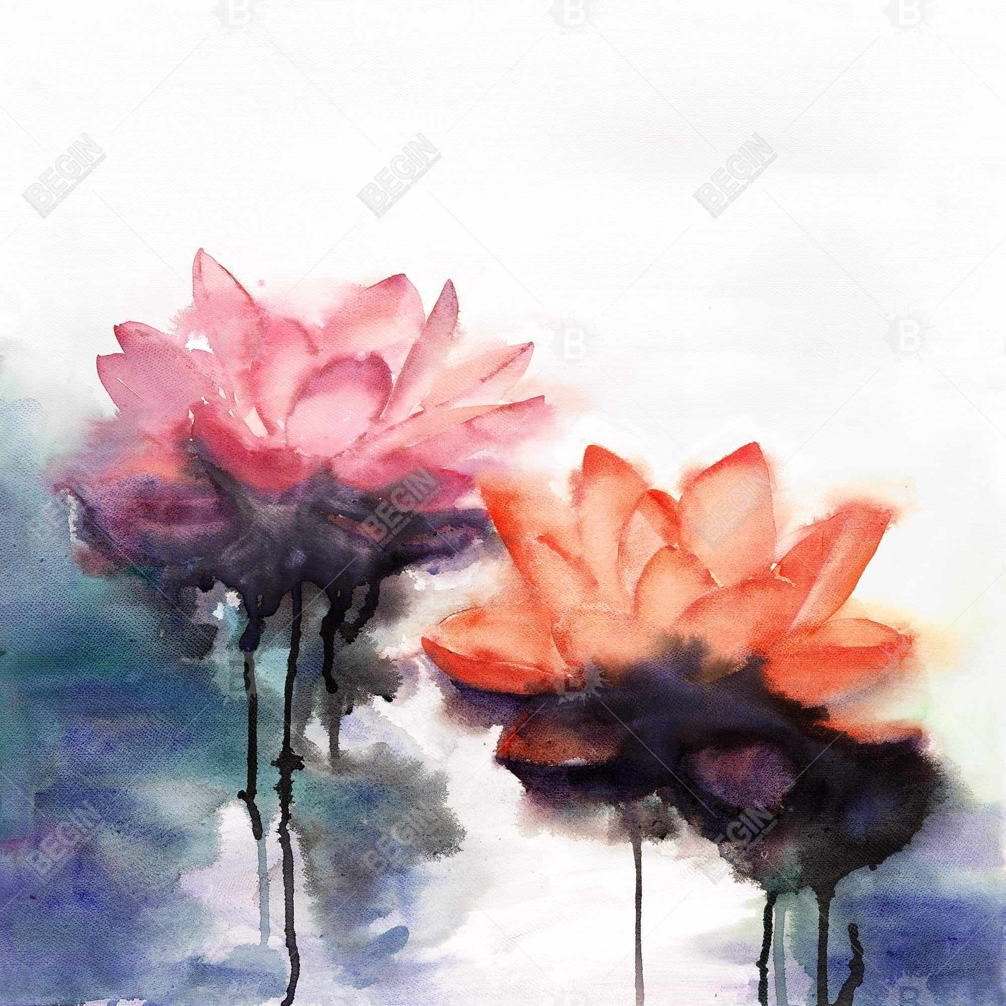 Fleurs de lotus à l'aquarelle