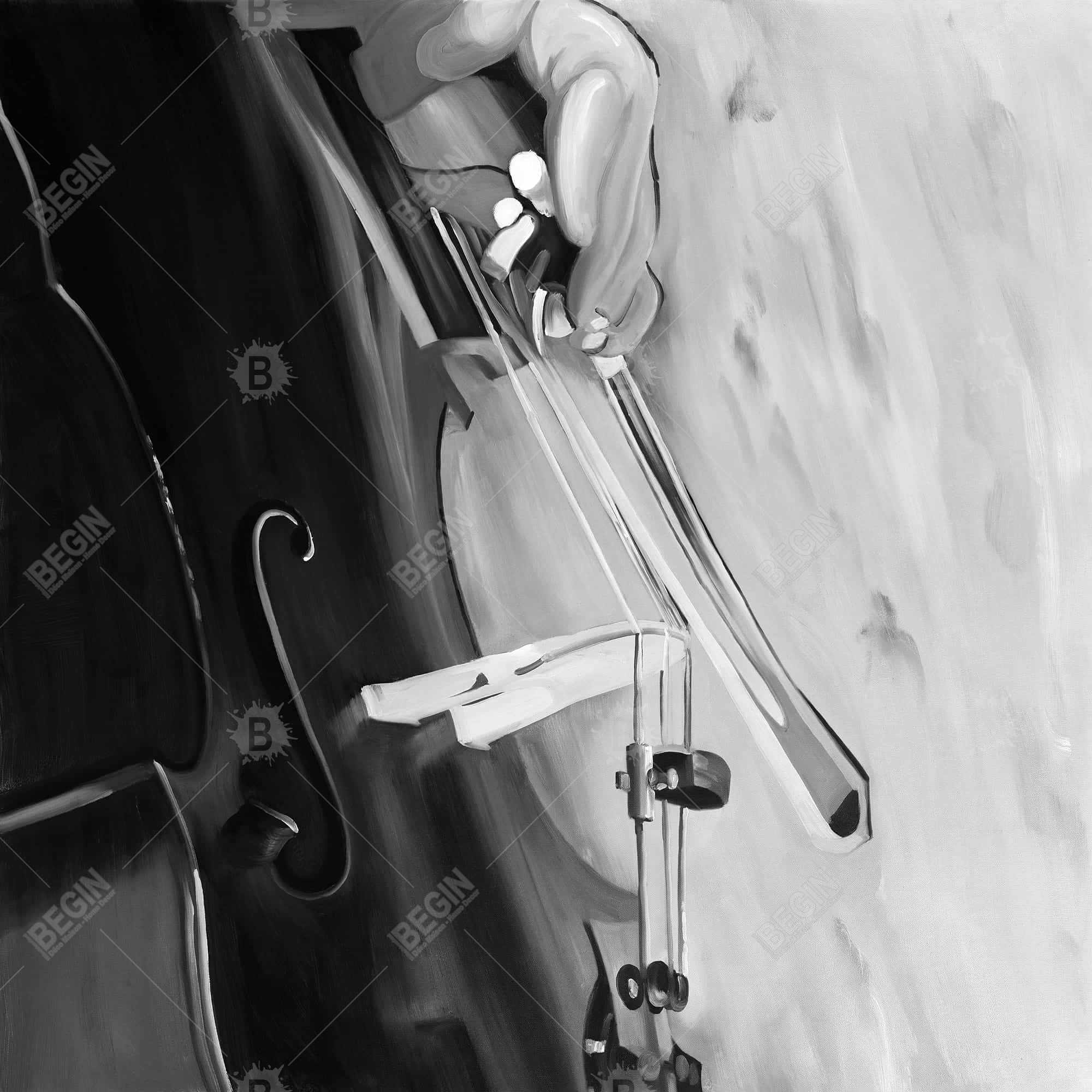 Musicien with cello mono colors