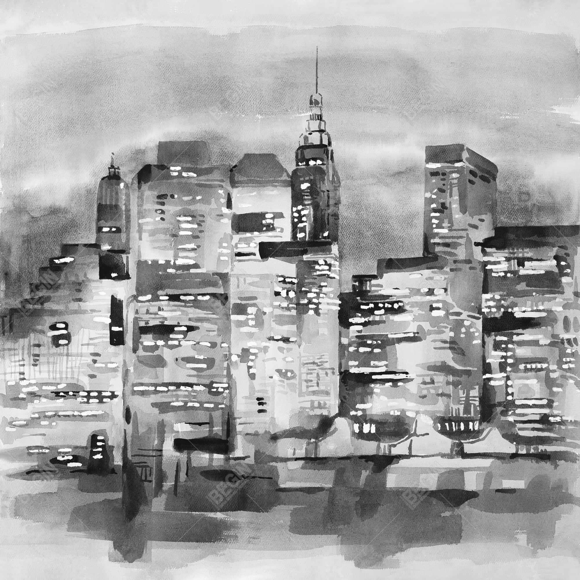 Paysage urbain à l'aquarelle