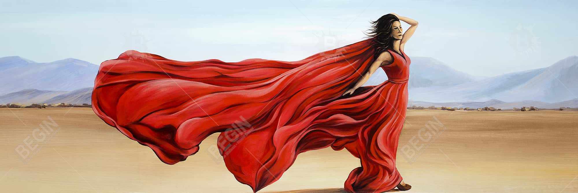 Red dress in the desert