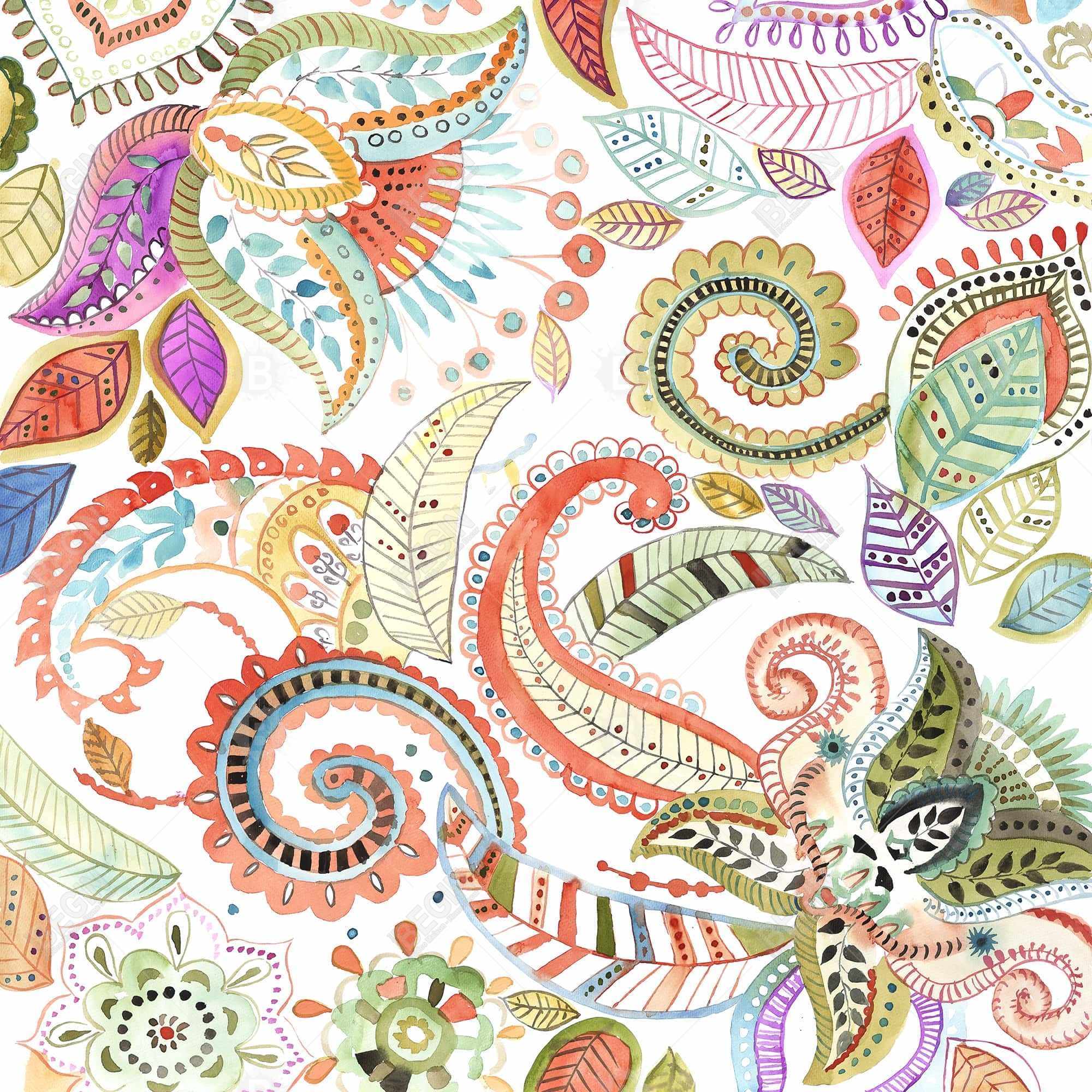 Motifs floraux paisley aquarelle