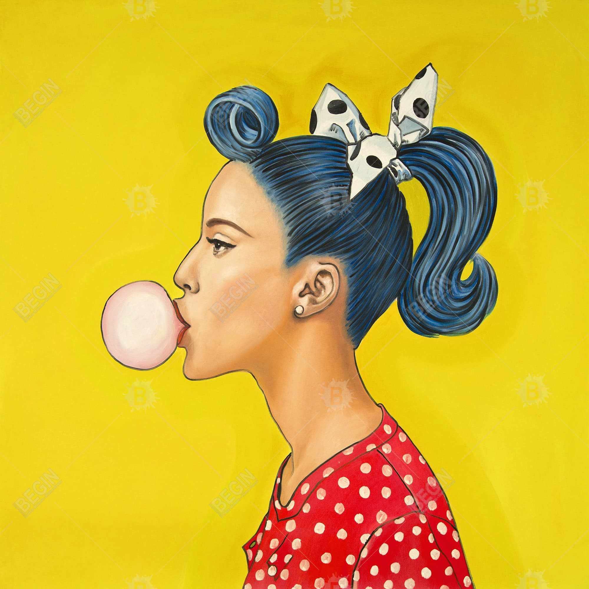 Retro woman with beautiful ponytail