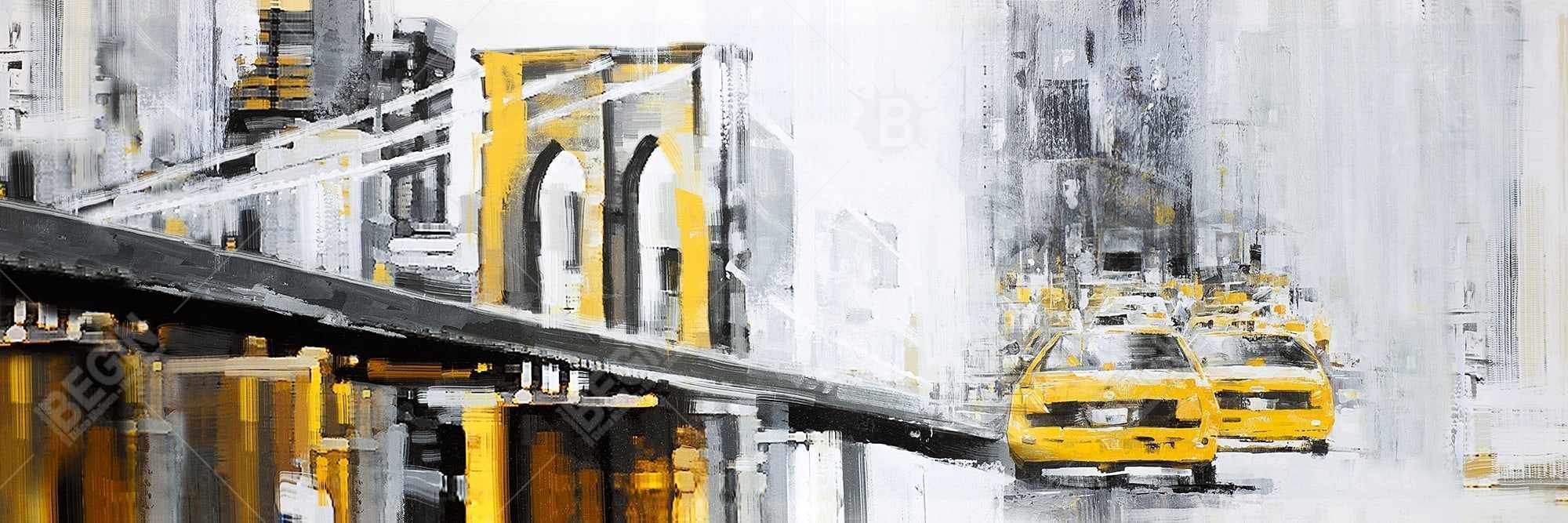 Pont brooklyn jaune et taxis
