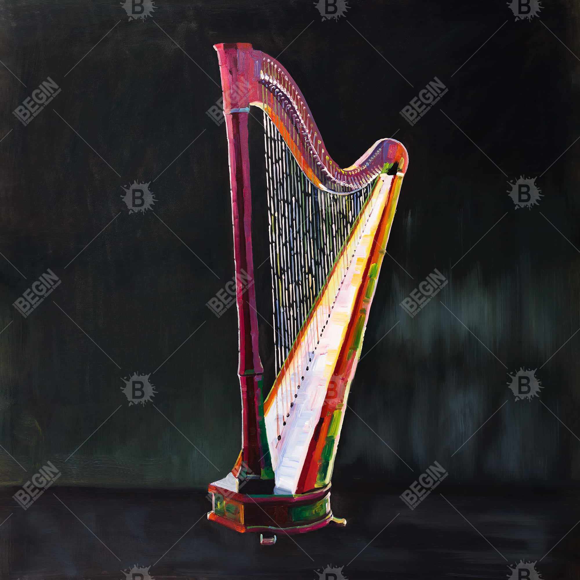 Colorful realistic harp